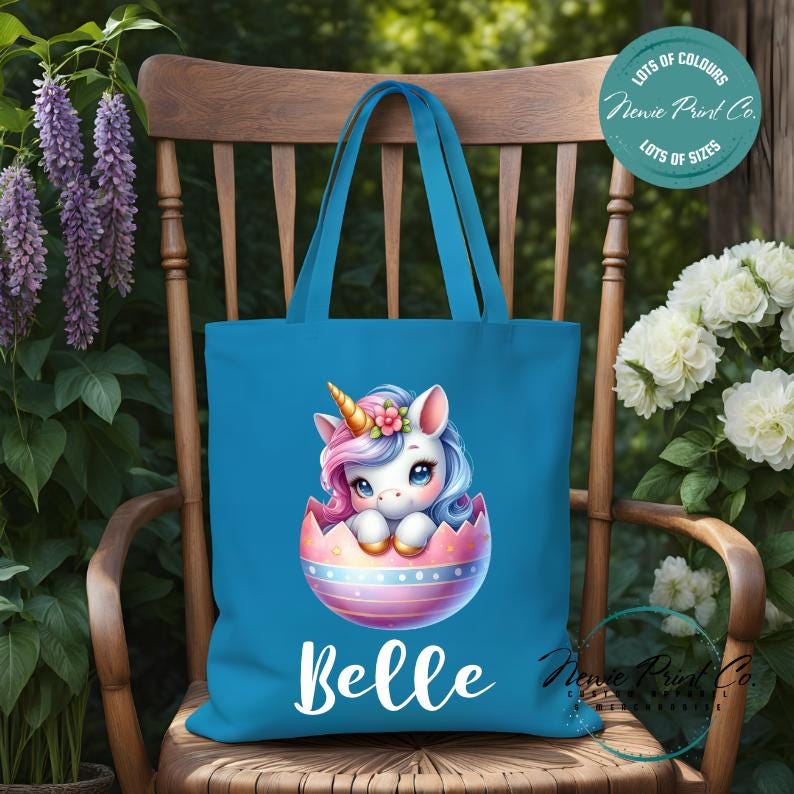 Unicorn Egg - Easter Personalized Tote/Library Bag