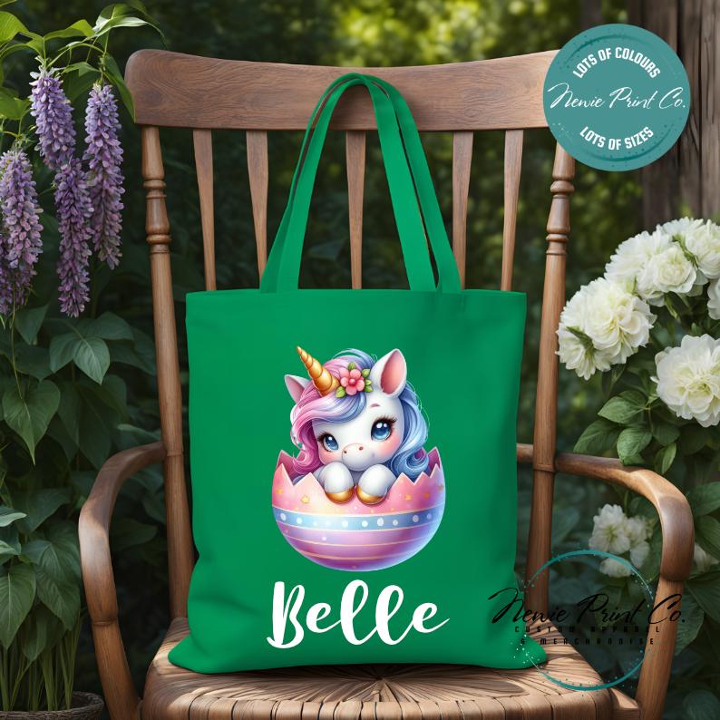 Unicorn Egg - Easter Personalized Tote/Library Bag