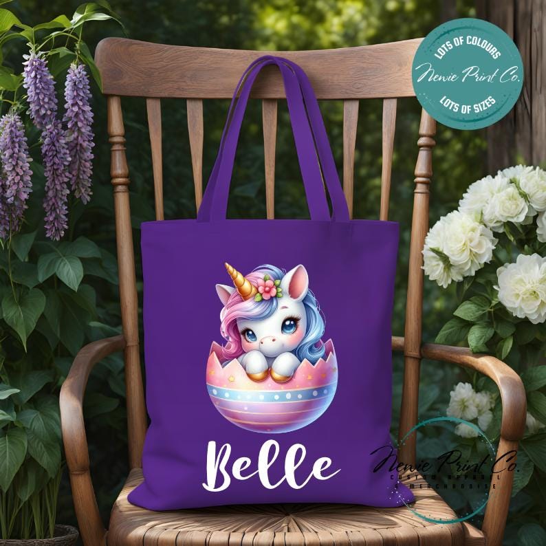 Unicorn Egg - Easter Personalized Tote/Library Bag