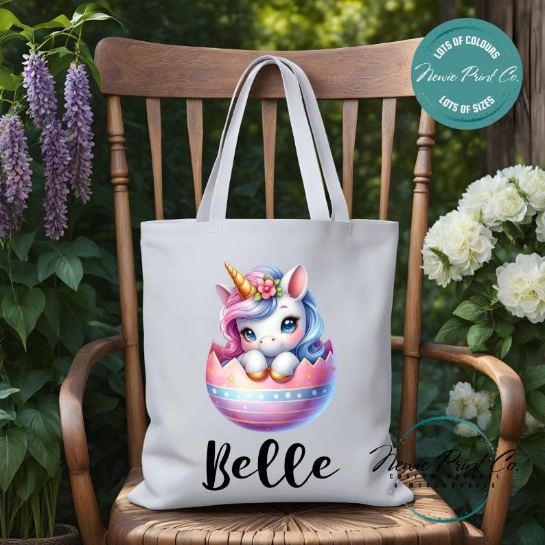Unicorn Egg - Easter Personalized Tote/Library Bag