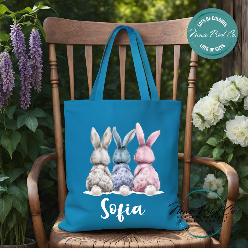 Three Bunny Butts - Easter Personalized Tote/Library Bag