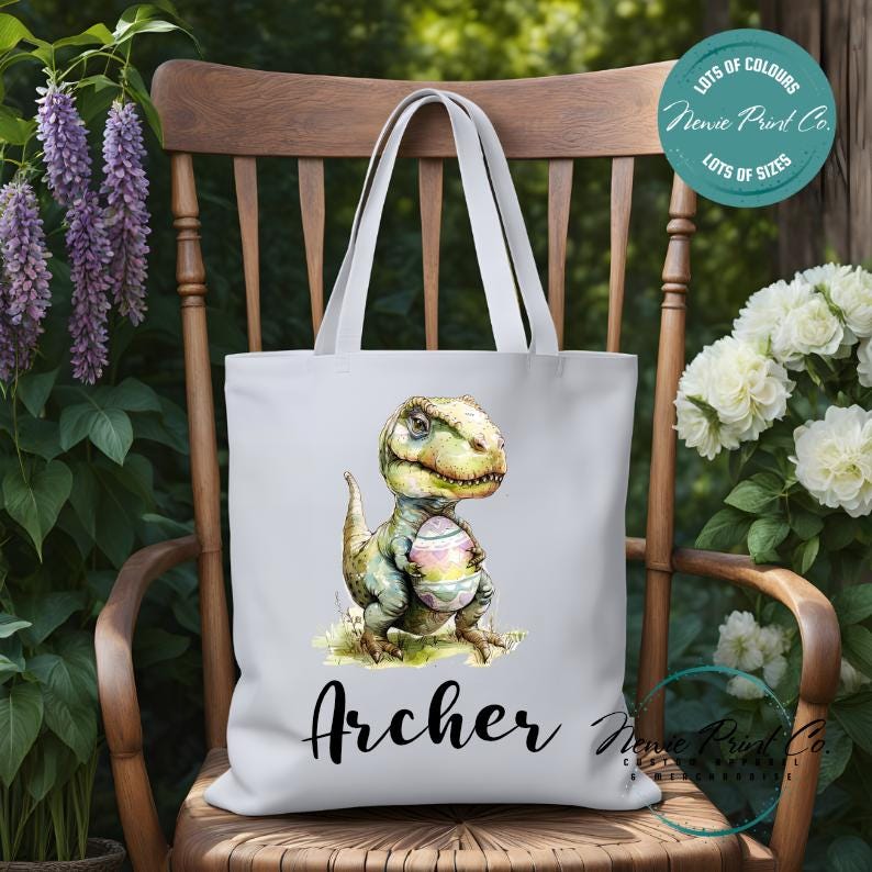 Trex - Easter Personalized Tote/Library Bag