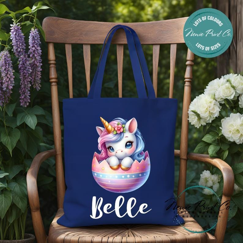 Unicorn Egg - Easter Personalized Tote/Library Bag