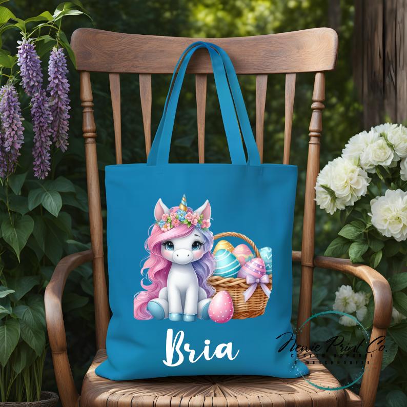 Unicorn - Easter Personalized Tote/Library Bag