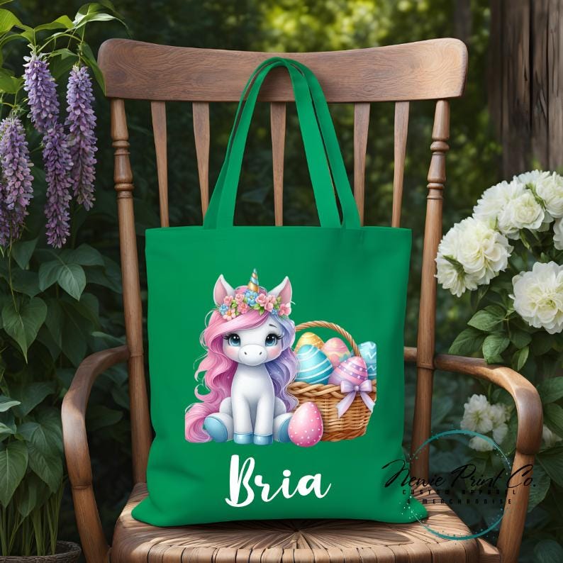 Unicorn - Easter Personalized Tote/Library Bag
