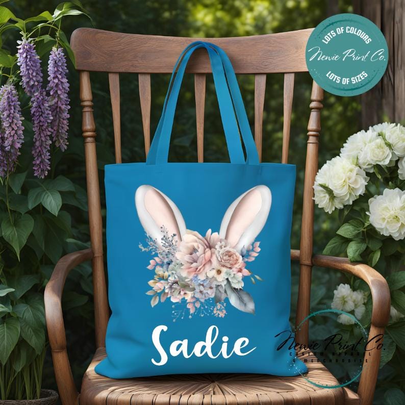 Flower Ears - Easter Personalized Tote/Library Bag