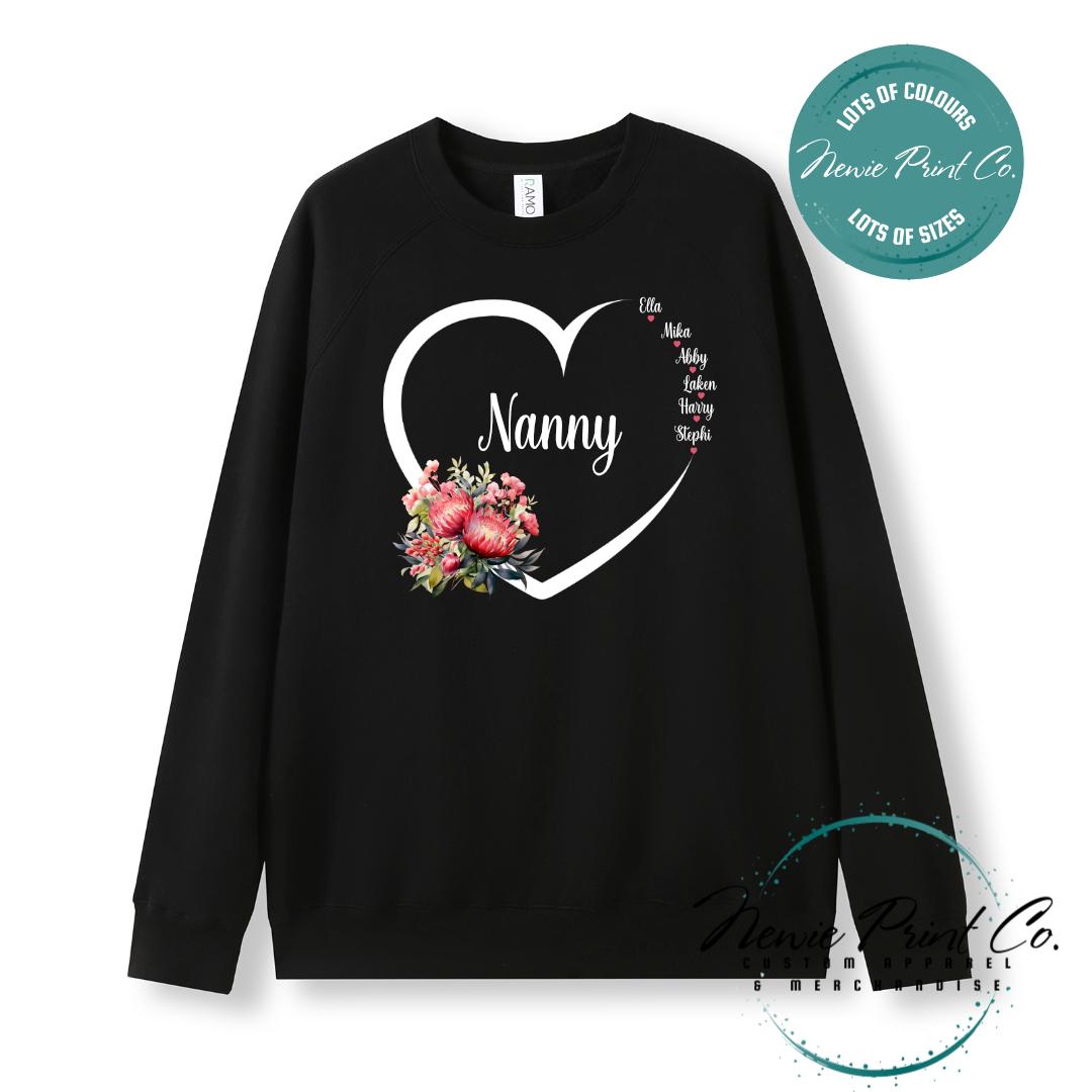 Custom Grandkids Name Australian Flower - Jumper or Tee