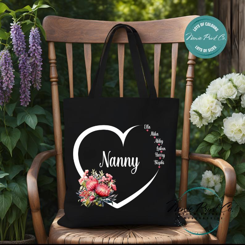 Custom Grandkids Name Australian Flower - Tote/Library Bags