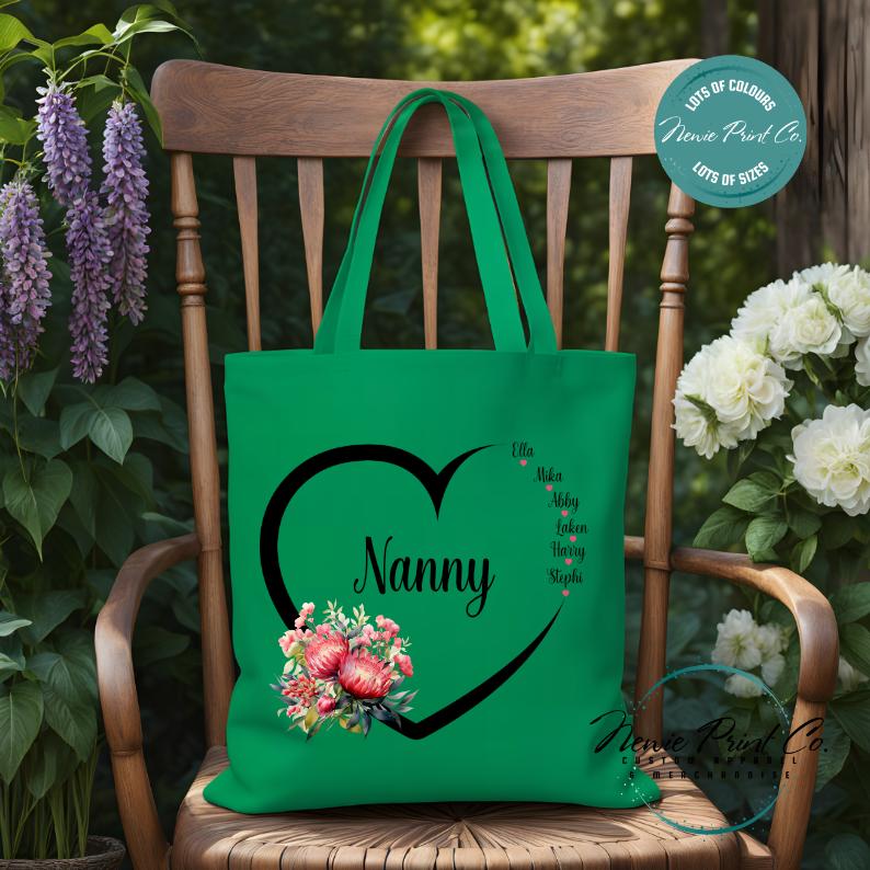 Custom Grandkids Name Australian Flower - Tote/Library Bags