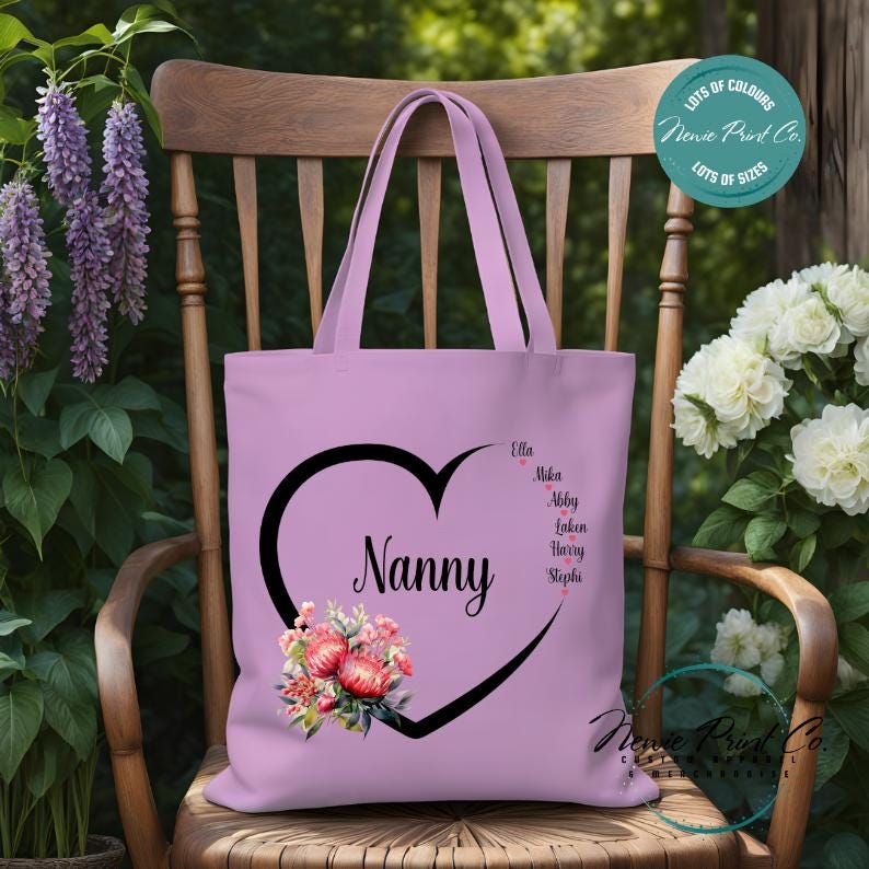 Custom Grandkids Name Australian Flower - Tote/Library Bags
