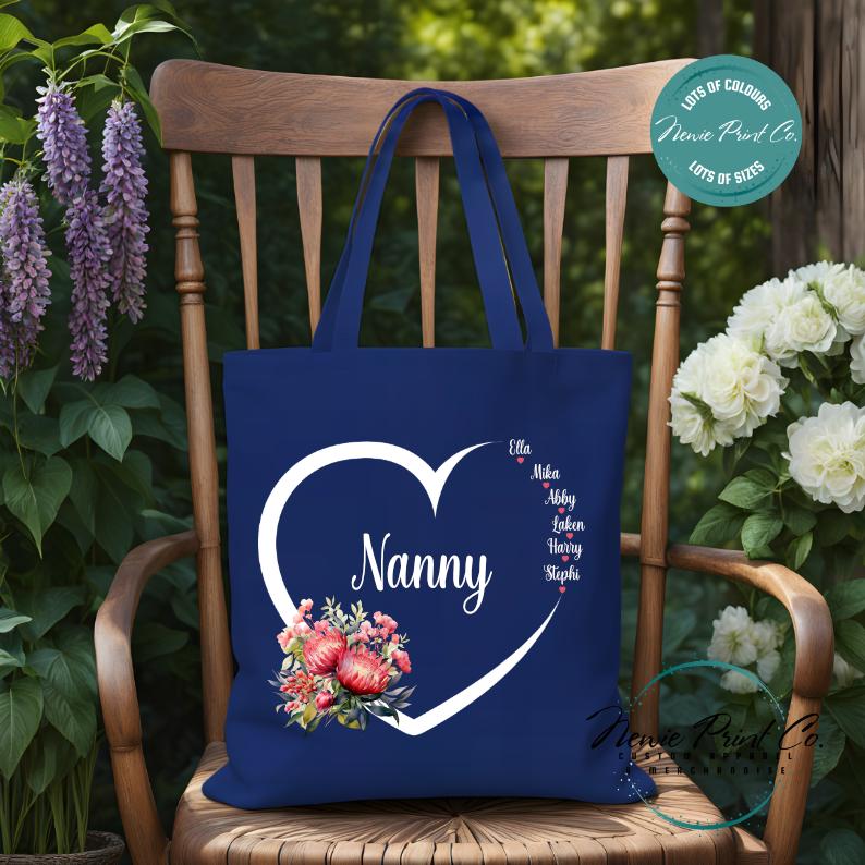 Custom Grandkids Name Australian Flower - Tote/Library Bags