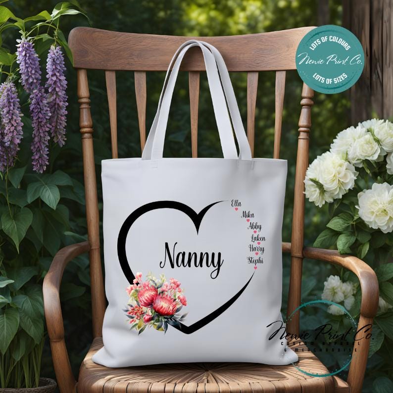 Custom Grandkids Name Australian Flower - Tote/Library Bags