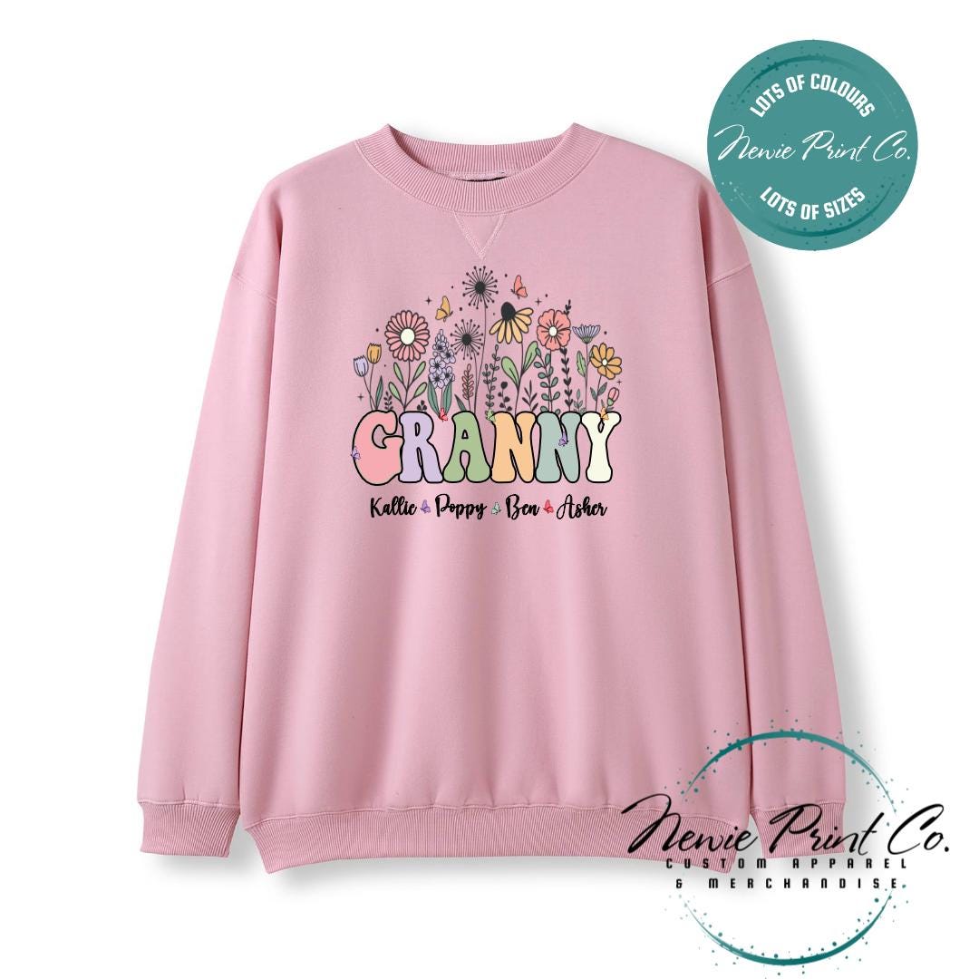 Custom Grandkids Name Flower - Jumper or Tee