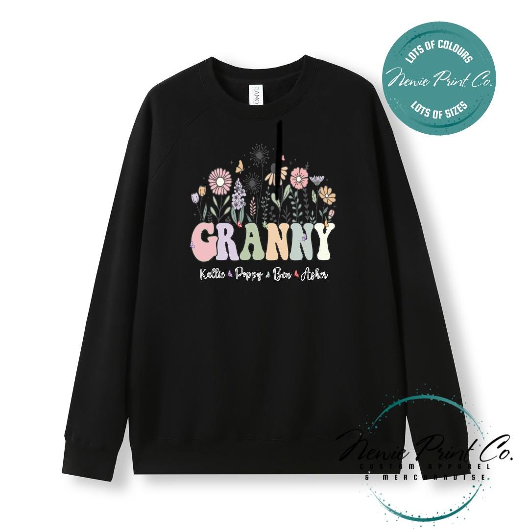 Custom Grandkids Name Flower - Jumper or Tee