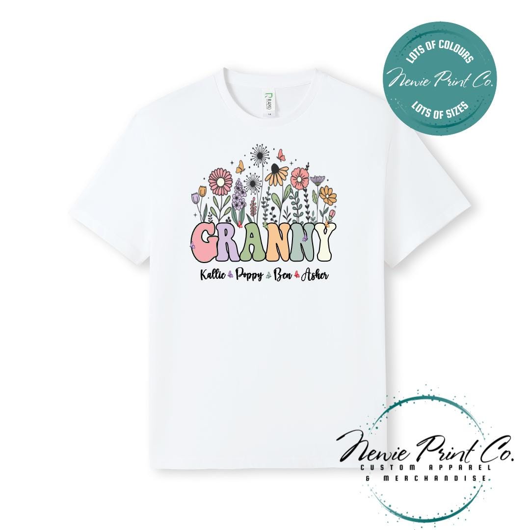 Custom Grandkids Name Flower - Jumper or Tee