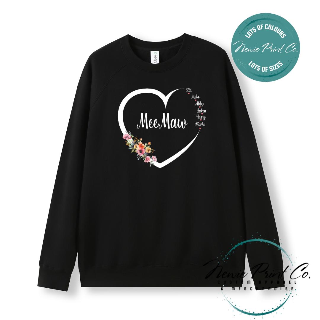 Custom Grandkids Name Watercolour Flower - Jumper or Tee