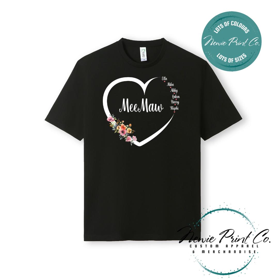 Custom Grandkids Name Watercolour Flower - Jumper or Tee