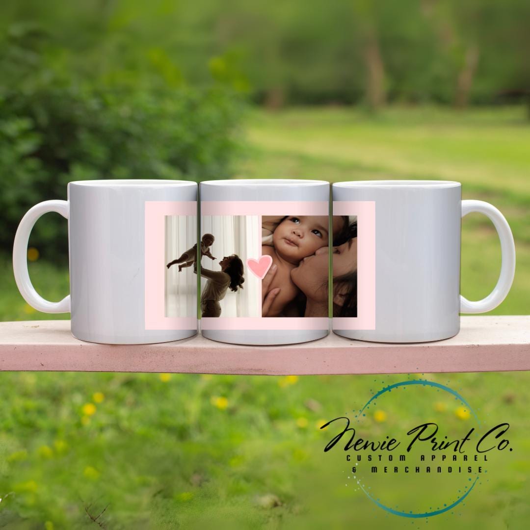 Custom Pink Heart Photo Mothers Day Mug