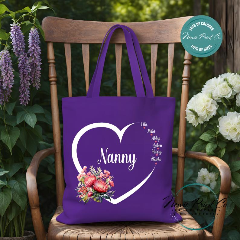 Custom Grandkids Name Australian Flower - Tote/Library Bags