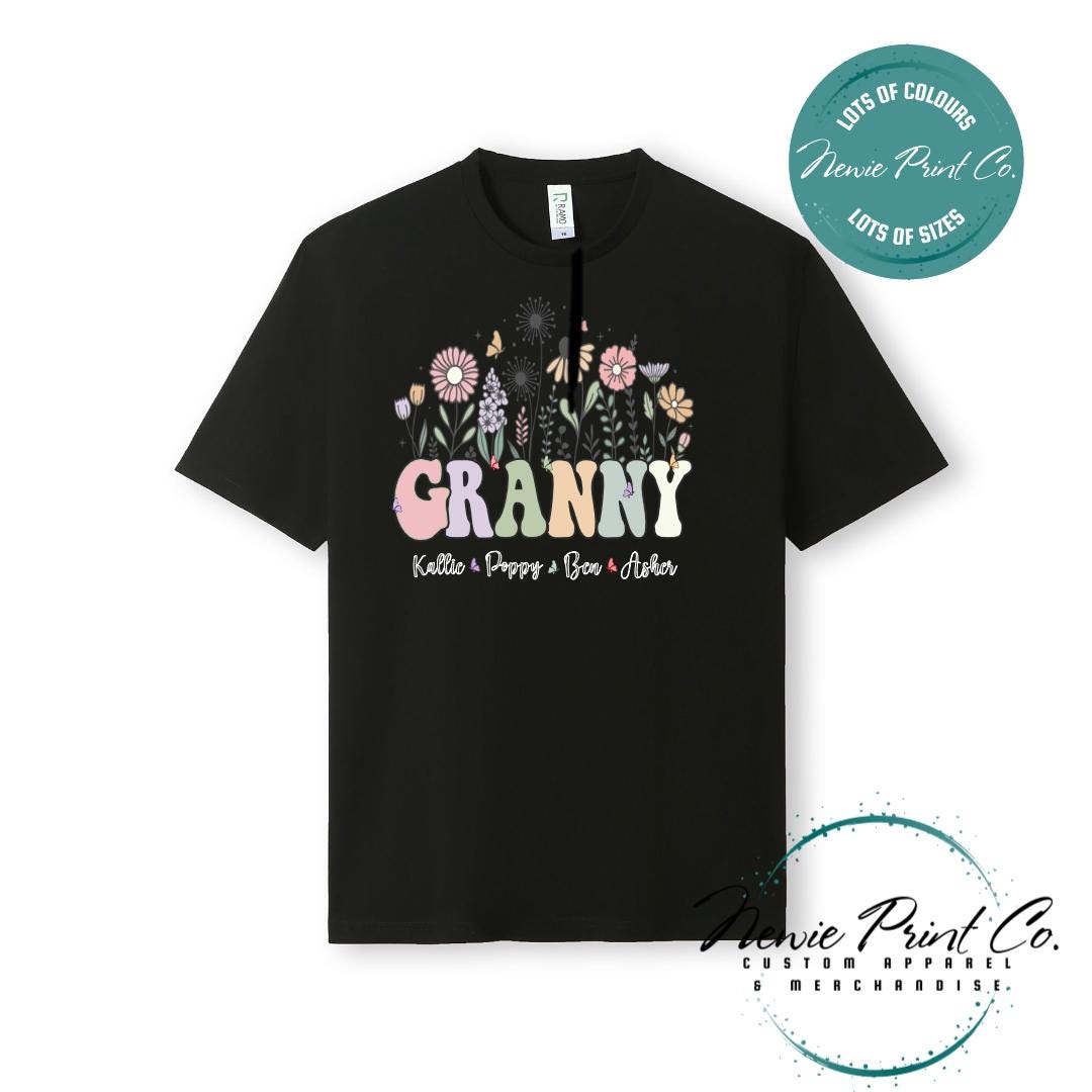 Custom Grandkids Name Flower - Jumper or Tee