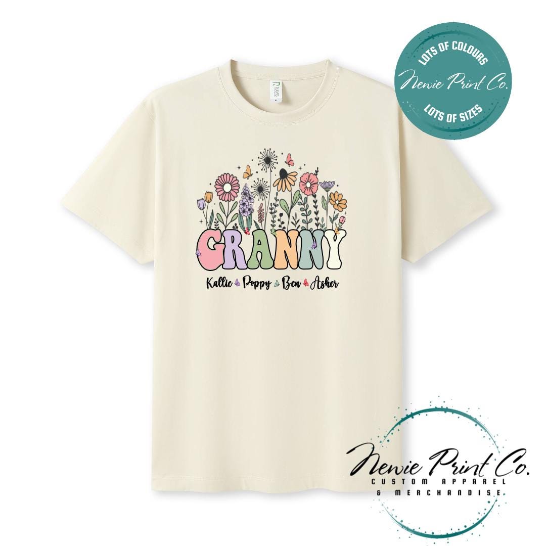 Custom Grandkids Name Flower - Jumper or Tee