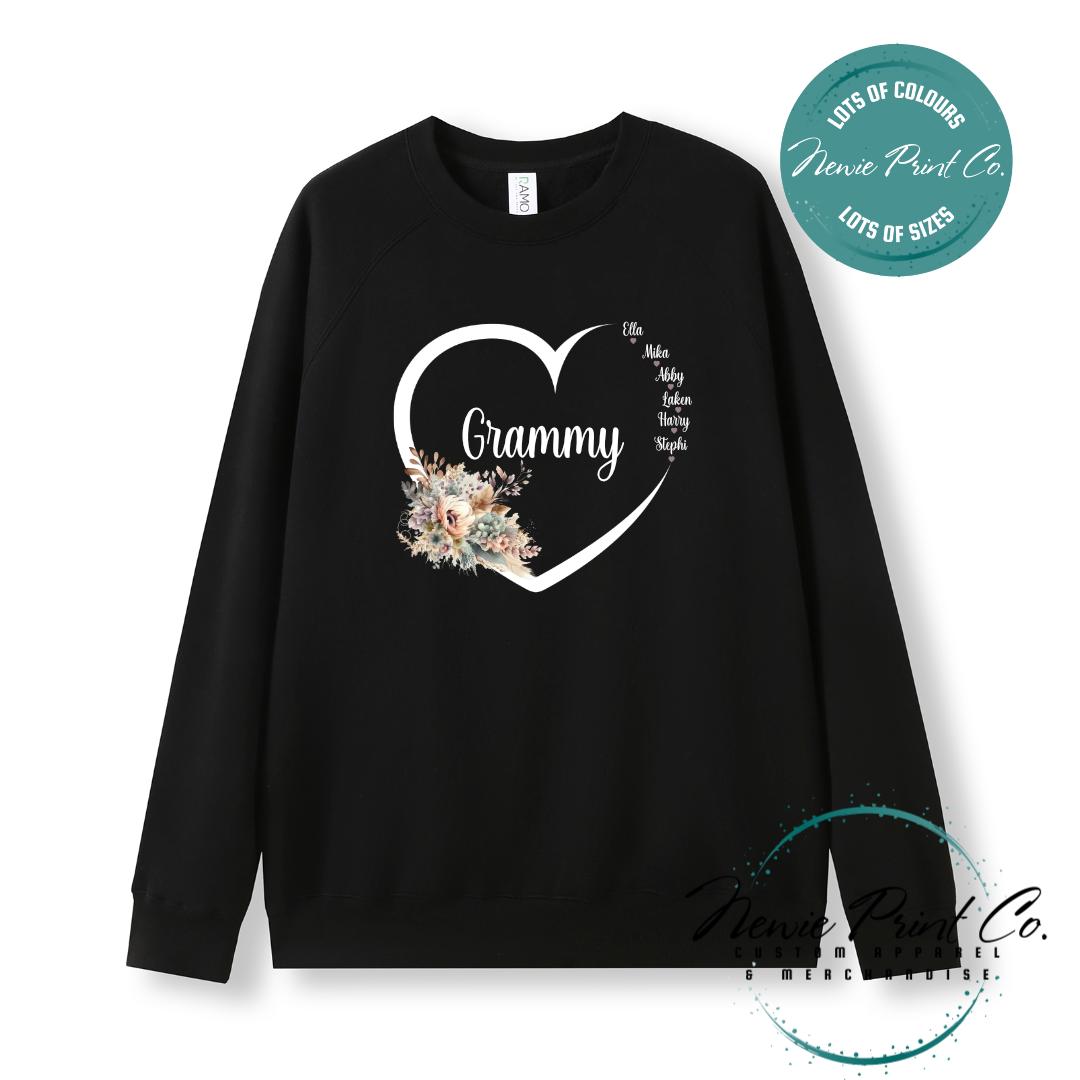 Custom Grandkids Name Boho Flower - Jumper or Tee