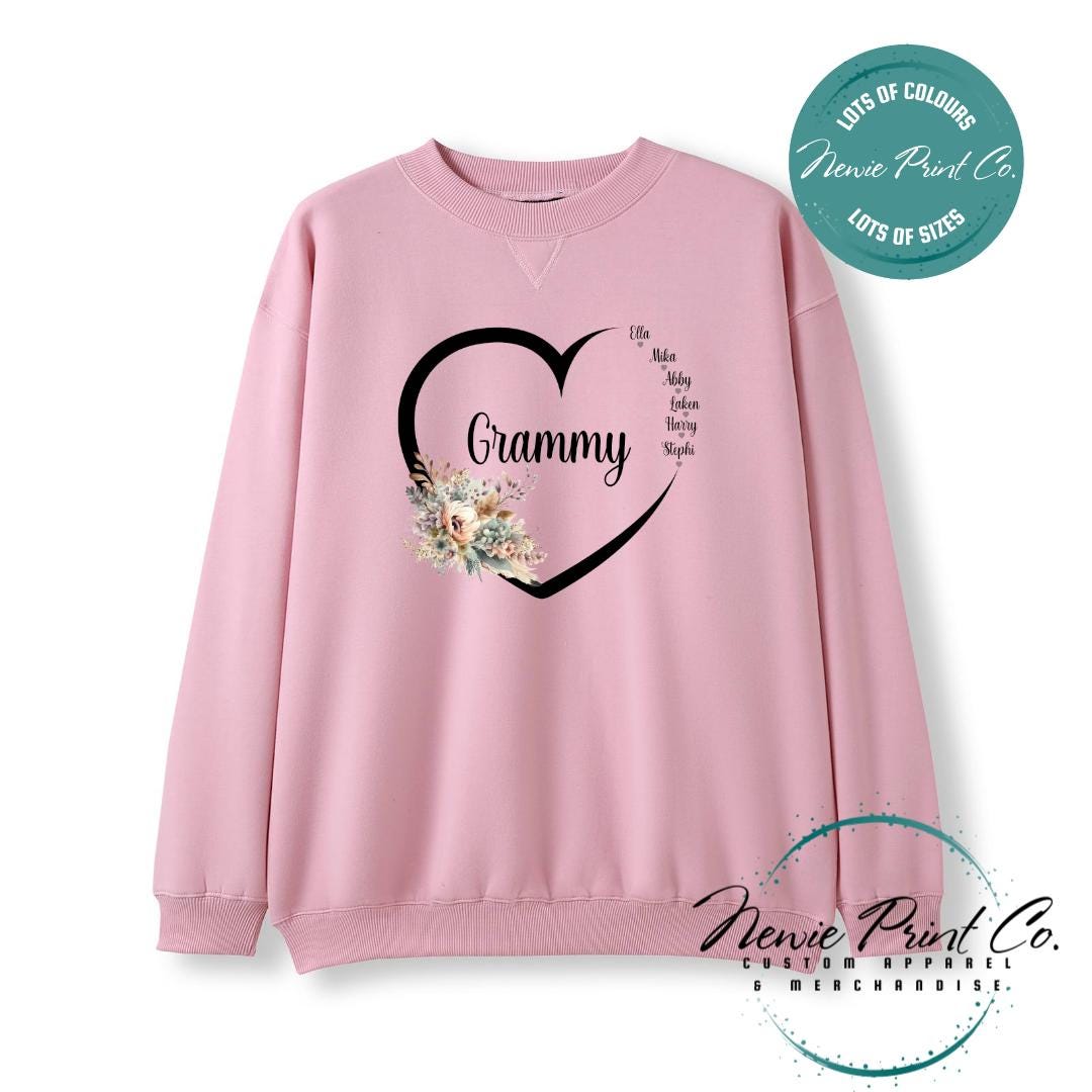 Custom Grandkids Name Boho Flower - Jumper or Tee
