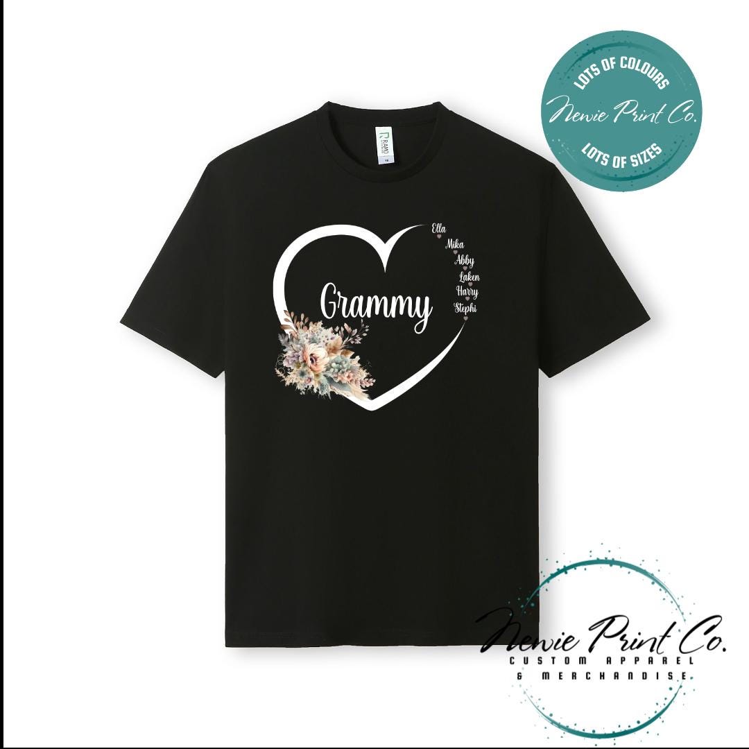 Custom Grandkids Name Boho Flower - Jumper or Tee