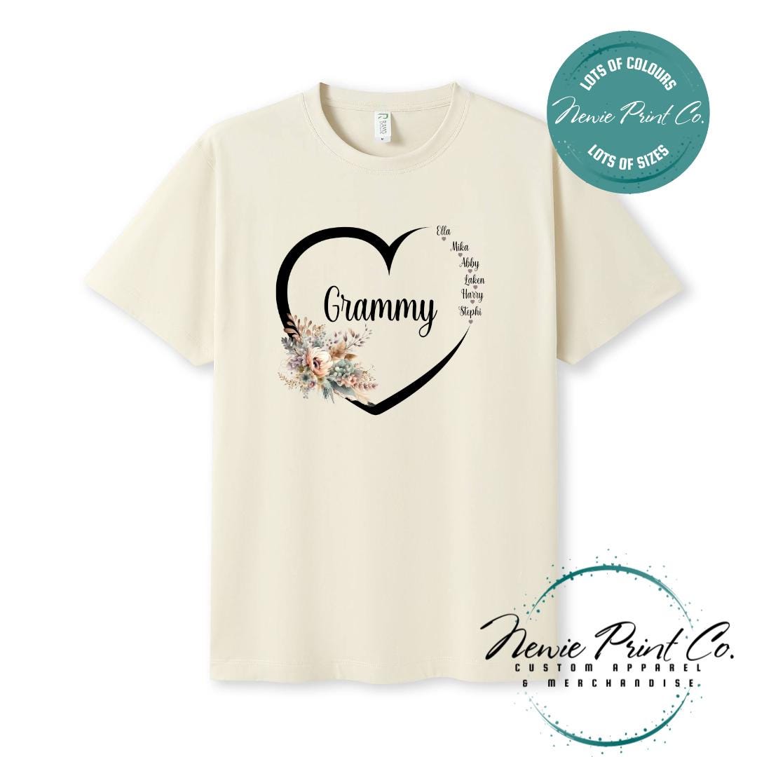 Custom Grandkids Name Boho Flower - Jumper or Tee