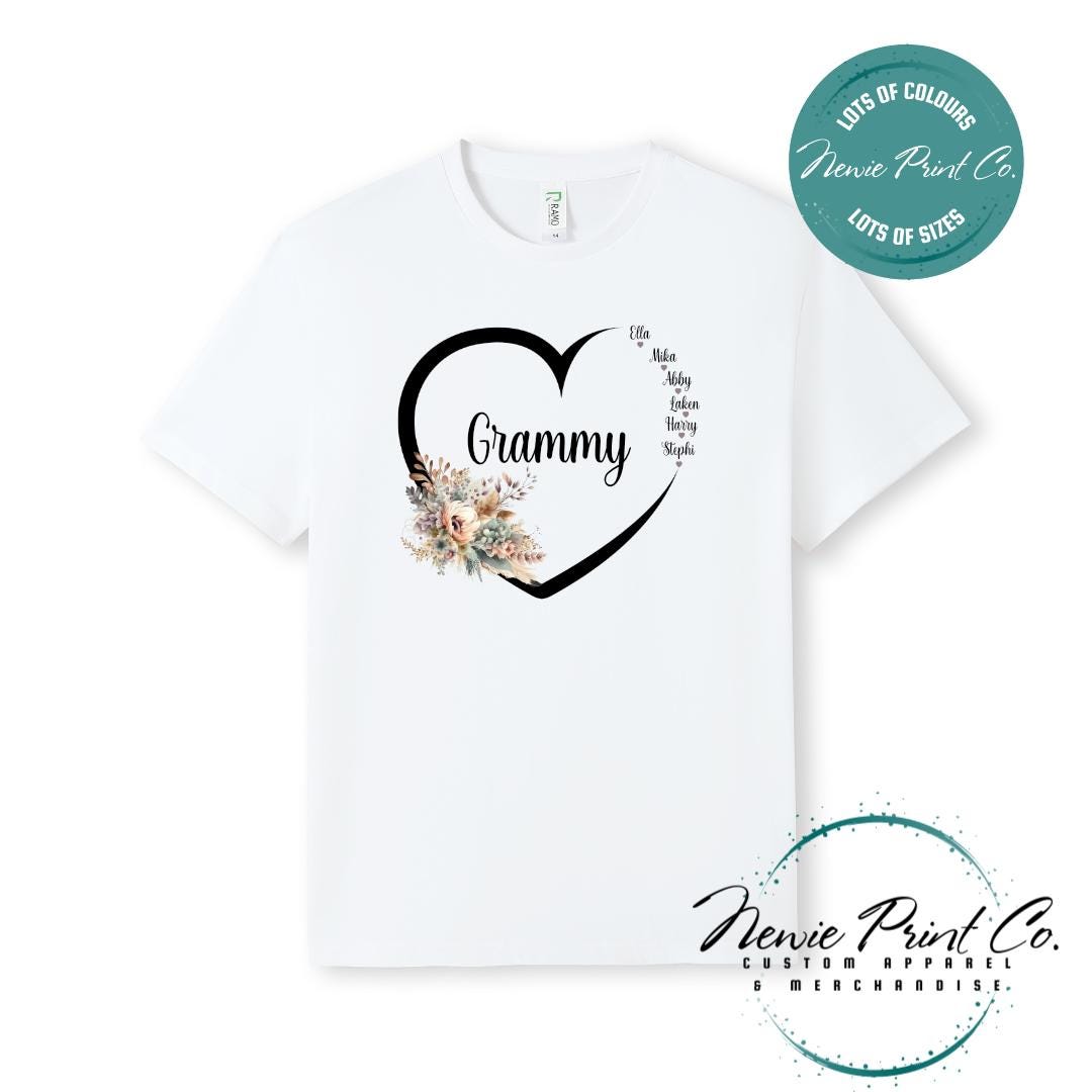 Custom Grandkids Name Boho Flower - Jumper or Tee