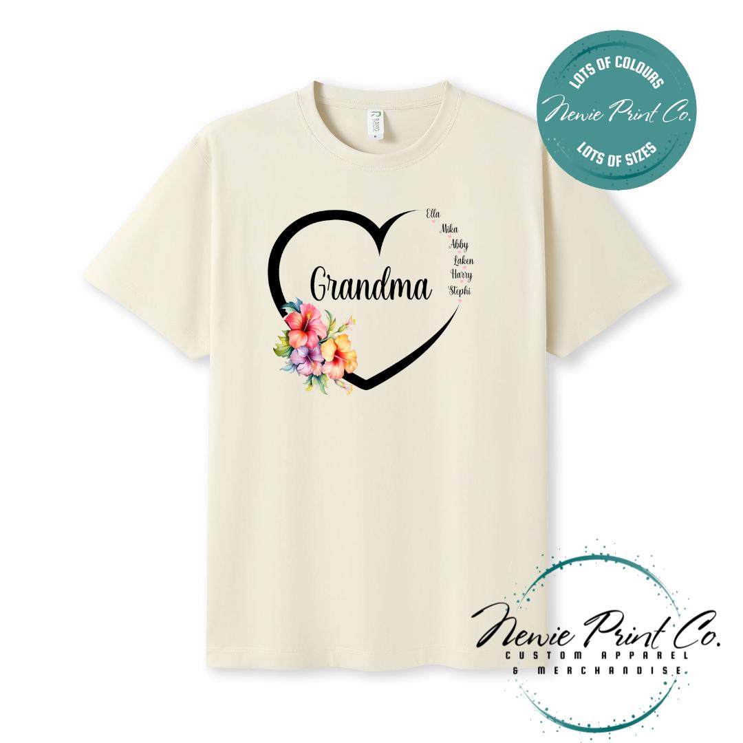 Custom Grandkids Name Tropical Flower - Jumper or Tee