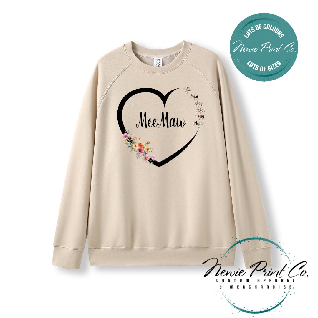 Custom Grandkids Name Watercolour Flower - Jumper or Tee