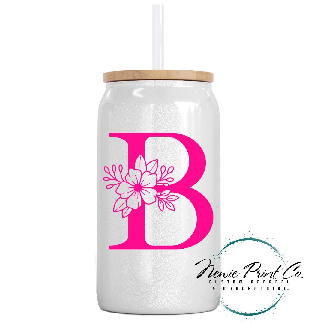 Floral Initial Shimmer Cup