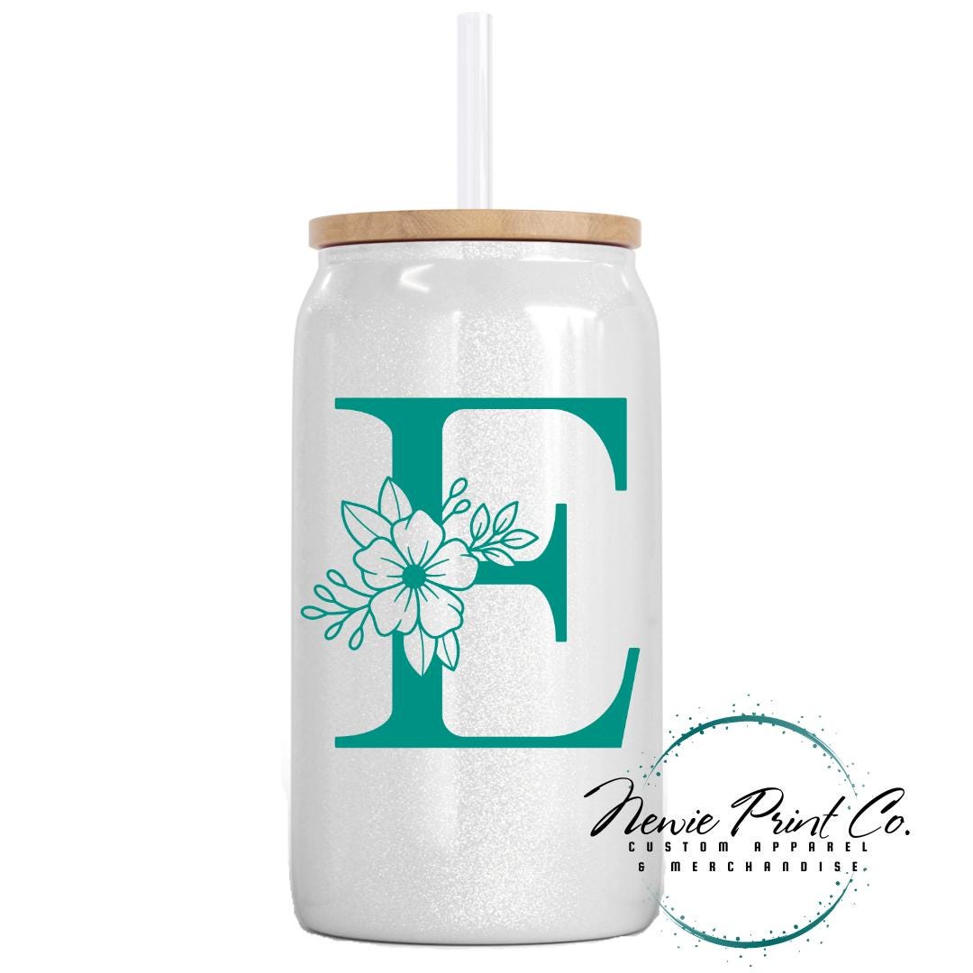 Floral Initial Shimmer Cup