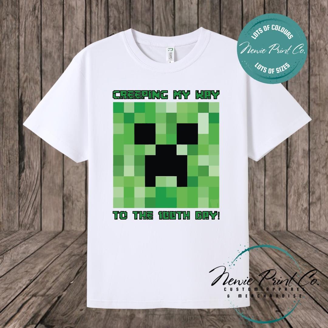 100 Days of School Day T-shirt - Creeper Miner
