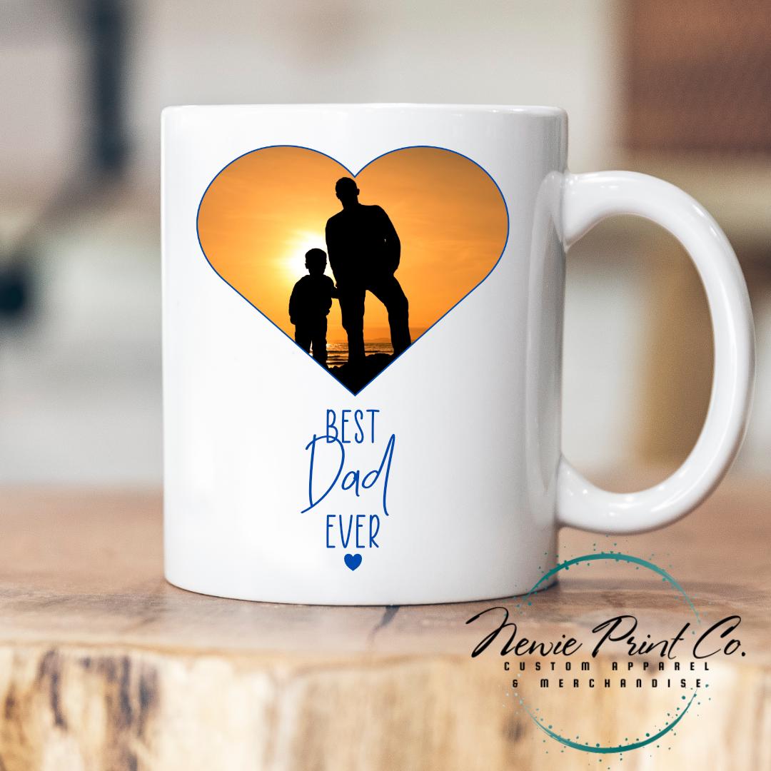 Best Dad Ever Photo Mug - Blue Heart