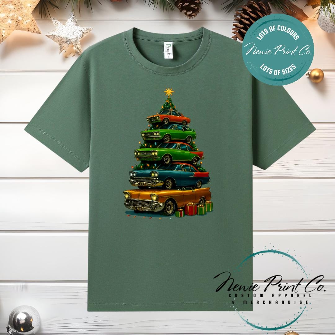 Retro Car Tree - Christmas Tee