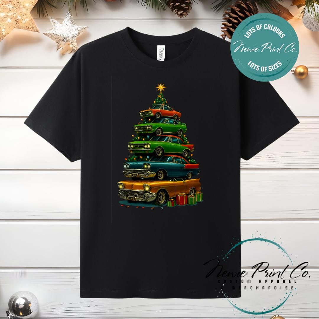 Retro Car Tree - Christmas Tee