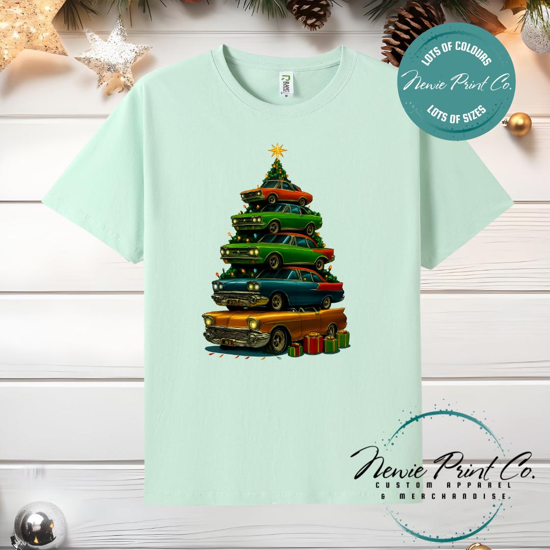 Retro Car Tree - Christmas Tee
