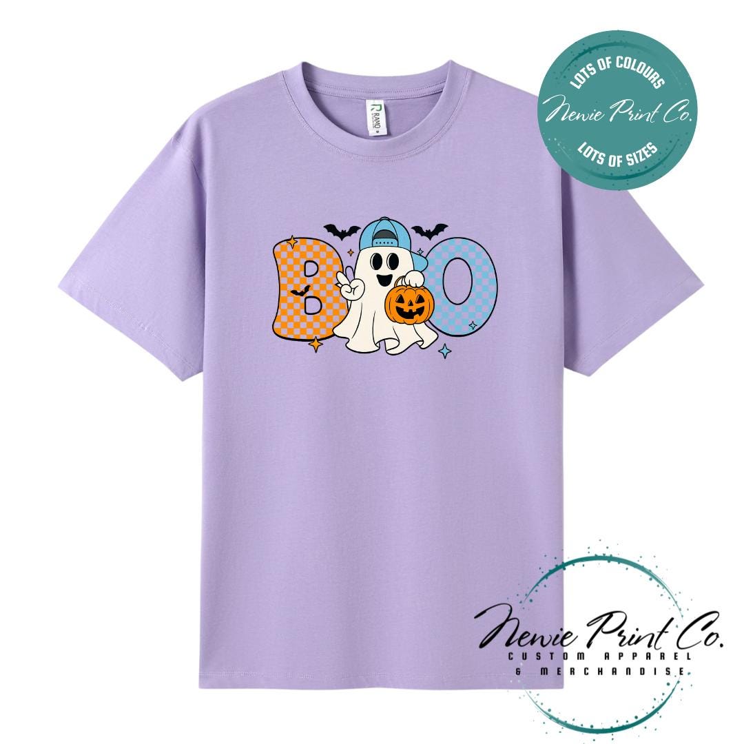 Custom Halloween t-shirts printed in Australia, featuring spooky designs and optional personalised names — perfect for Halloween parties, school events, or family matching outfits.
