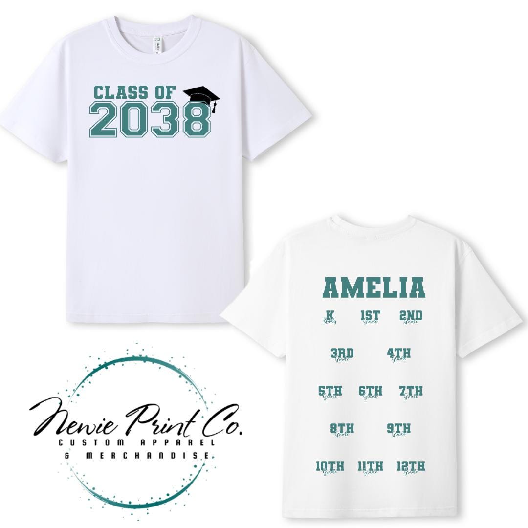 Class of 2038 Kids T-Shirt | School Milestone Memory Shirt | Handprint Keepsake | First Day of School Shirt | Custom Kids Tee