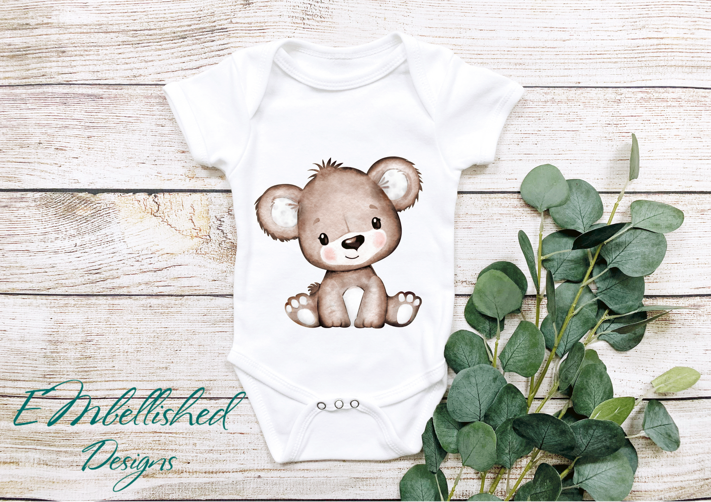 EMbellished Designs Beary Cute Baby Onesie Cream/Brown