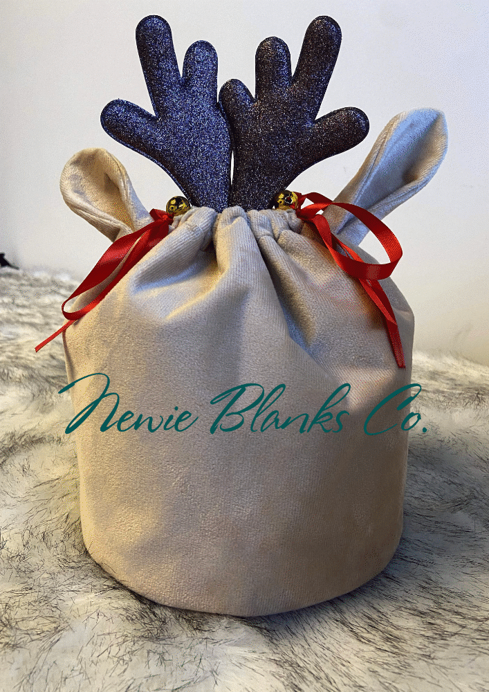 Peronalised Velvet Reindeer Gift Bag