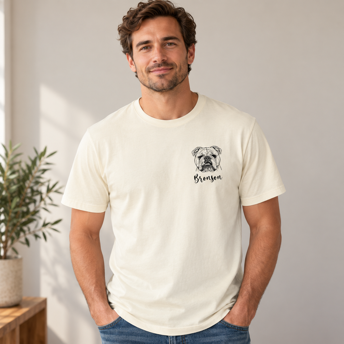 Custom Pet Portrait T-Shirt, Personalised Dog Line Art Tee with Name, Pet Memorial Gift, Dog Mum Gift, Custom Pet Portrait Shirt