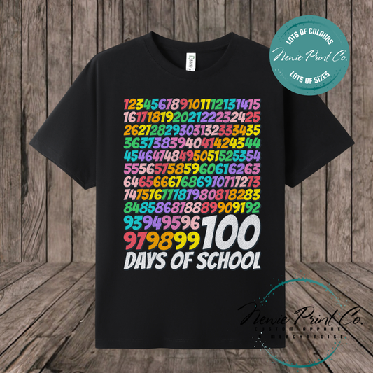 Celebrate 100 Days of School with custom t-shirts! Personalised with names, printed on premium cotton. Fast shipping Australia-wide.