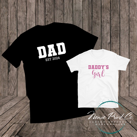 Daddys Girl Tee Set - Black White (White Pink Text)
