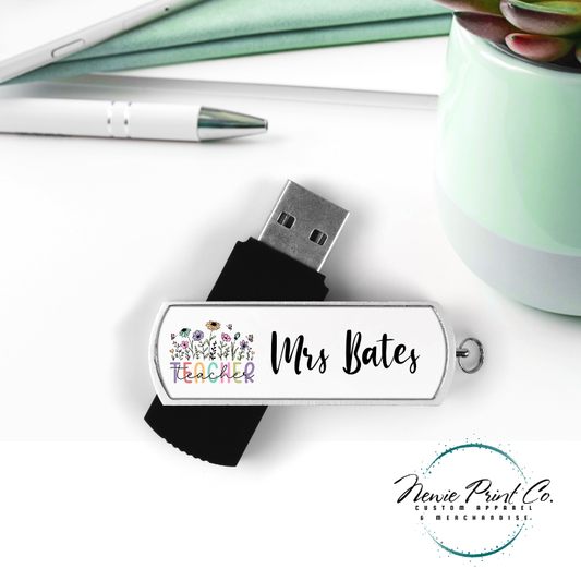 custom printed teacher usb flower teacher design