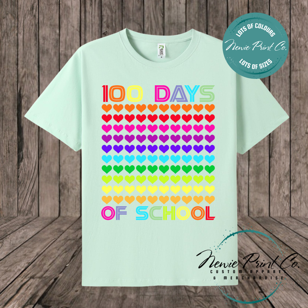 Celebrate 100 Days of School with custom t-shirts! Personalised with names, printed on premium cotton. Fast shipping Australia-wide.