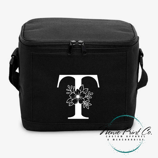 Floral Monogram Custom Cooler Bags - 6 Pack Cooler