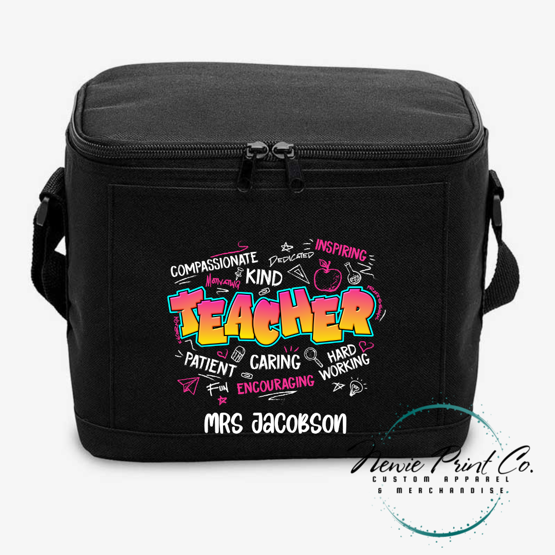 Personalized 6-pack can cooler bag with custom name embroidery, perfect for Father’s Day gifts, weekend outings, and keeping drinks cold on the go.